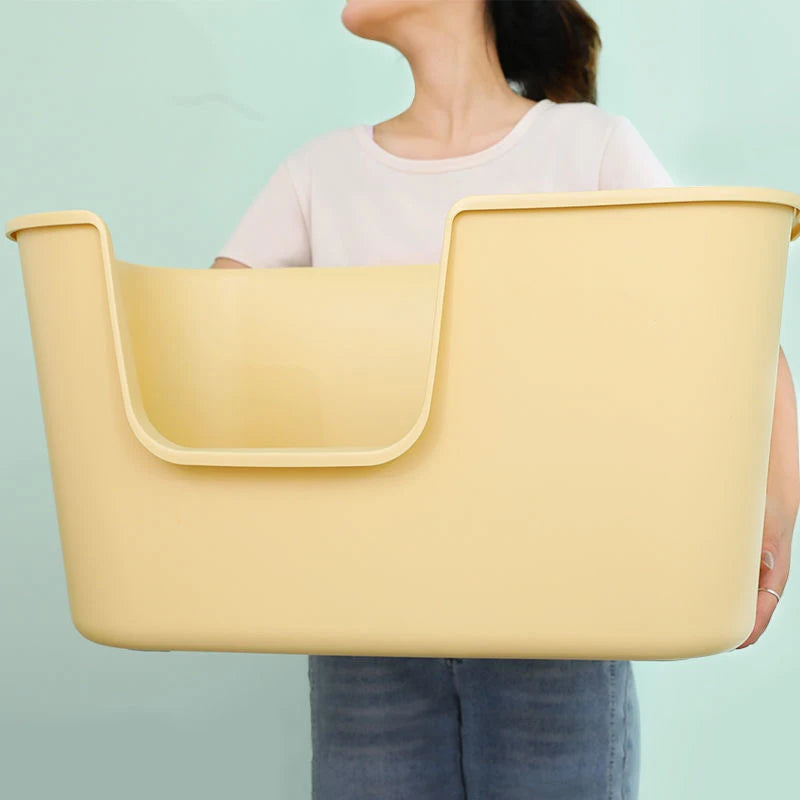 Huge Yellow Cat Litter Box Oversized Semi-Closed Cat Litter Box Splash-Proof Large Cat Toilet