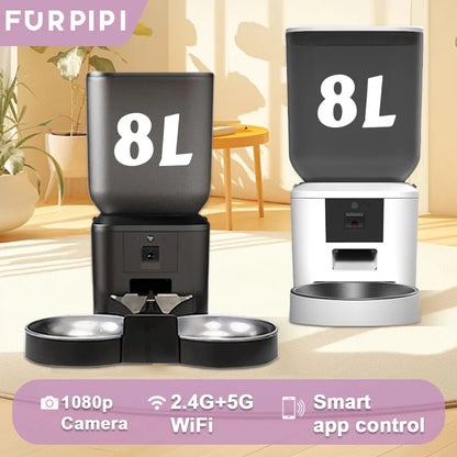 5G Automatic Cat Feeder with 1080P Camera Video Wifi Cat Food Dispenser Pet Smart Voice Recorder Remote Control Pet Auto Feeder