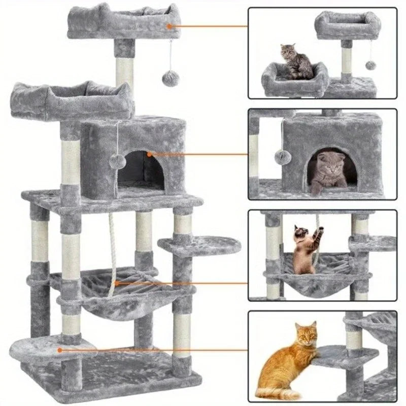Large Cat Tree Cat Tower Playing House Condo W/Scratching Posts for Indoor Cats