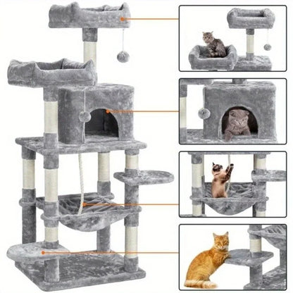 Large Cat Tree Cat Tower Playing House Condo W/Scratching Posts for Indoor Cats