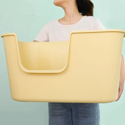 Huge Yellow Cat Litter Box Oversized Semi-Closed Cat Litter Box Splash-Proof Large Cat Toilet