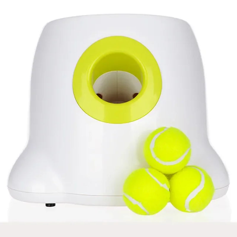 Pet Dog Toys Tennis Launcher Automatic Throwing Machine Pet Ball Throw Device 3/6/9M Section Emission with 3 Balls Dog Training