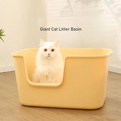 Huge Yellow Cat Litter Box Oversized Semi-Closed Cat Litter Box Splash-Proof Large Cat Toilet