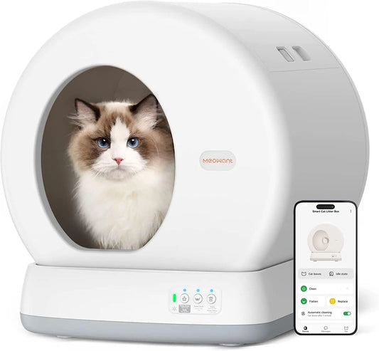 Christmas.Meowant Self-Cleaning Cat Litter Box, Integrated Safety Protection Automatic Cat Litter Box for Multi Cats,