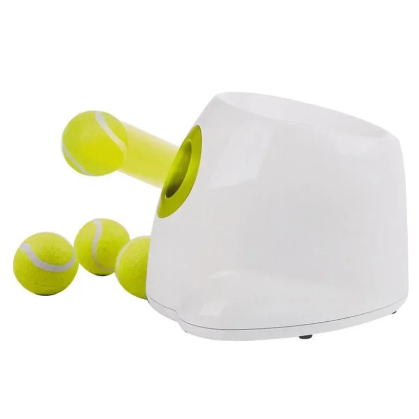 Pet Dog Toys Tennis Launcher Automatic Throwing Machine Pet Ball Throw Device 3/6/9M Section Emission with 3 Balls Dog Training
